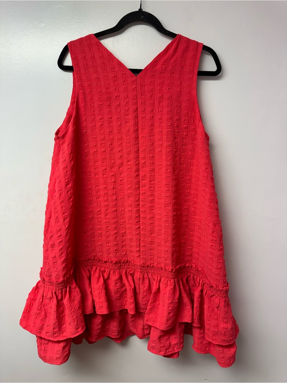 Calvin Klein Coral Textured Peplum Dress Size 12 Sleeveless Drop Waist Resort B3 - Picture 3 of 7